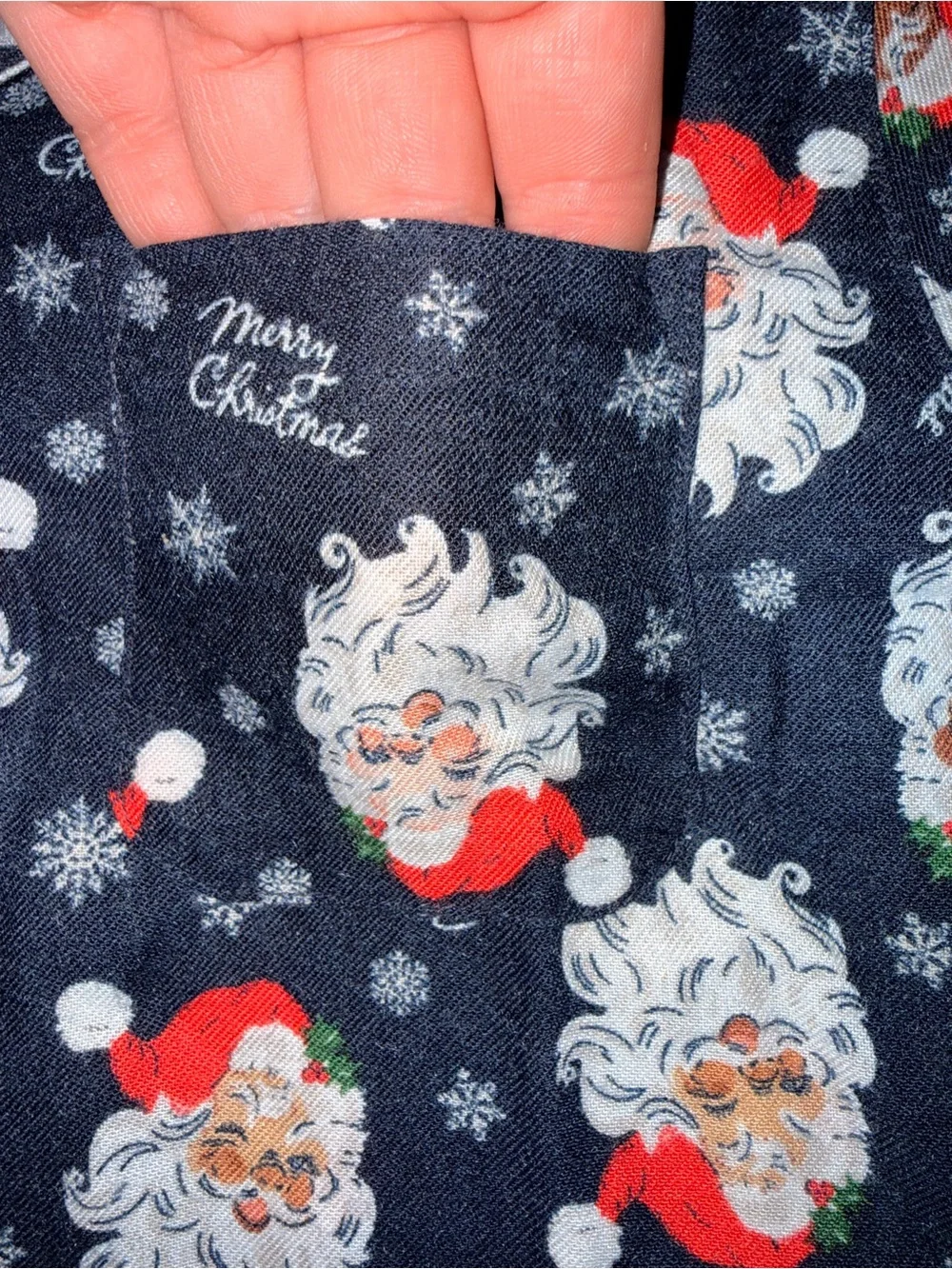 Old Navy Navy & Red Santa Print Men’s Button-Up Shirt